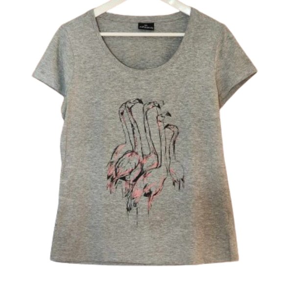 Schwiing grey flamingo print t-shirt - Picture 1 of 9